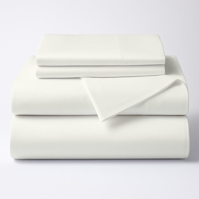 ARlinen 4 Piece Twin Sheets Set, 100% Egyptian Cotton Bed Sheets, Ivory, Soft & Breathable Bedding, Fits Upto 10 Inch Deep Mattress - Image 1